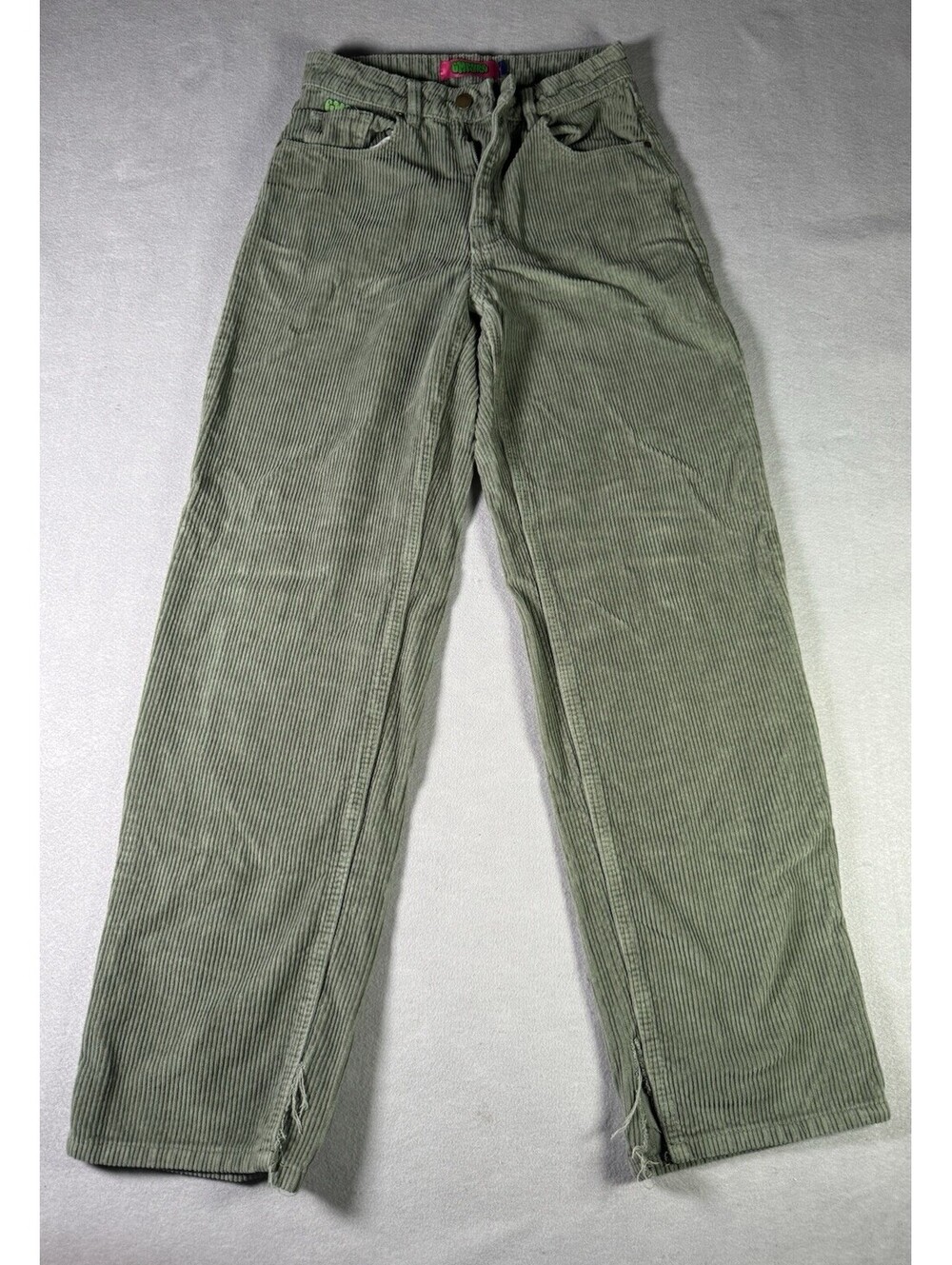 Empyre Tori Corduroy Skate Pants Size 4 Sage Green Y2K Wide Leg Distressed 90s